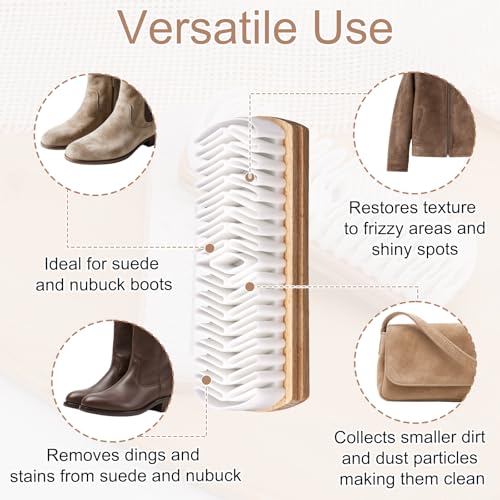 2pcs Suede Shoes Brush, Durable Suede Cleaning Cleaner Brush with Raw Magic Rubber Bristles and Beech Base for Shoes Boots Bags