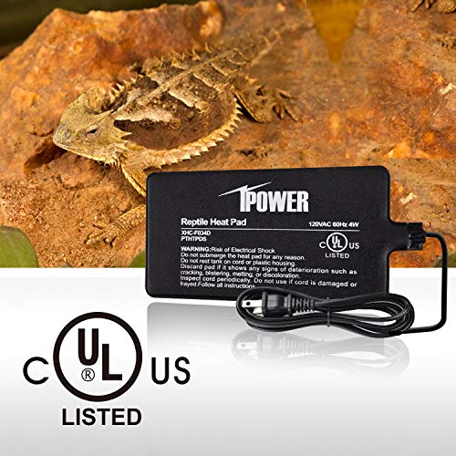 iPower Reptile Heat Pad 4W Under Tank Terrarium Warmer Heating Mat for Turtles Lizards Frogs and Other Small Animals, 4x7 Inch - size: 4" x 7", style: Heat Pad
