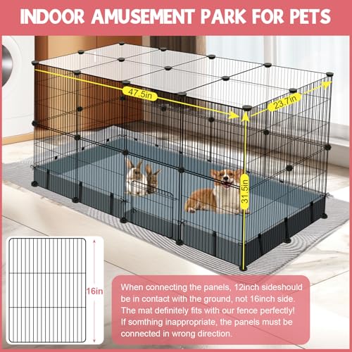 VISCOO 32 Panels Small Animal Playpen,47.5" x 23.7" x 31.5" Pet Playpen | Upgrade Waterproof Mat,Guinea Pigs, Rabbit/Bunny Cage, Bunny/Puppy Play Pen, Indoor Outdoor Portable Metal Fence - color: 47.5"L x 23.7"W x 31.5"H, style: 32 Metal Panels