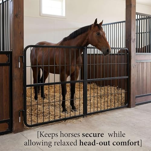 Horse Stall Gates 48"x24" Heavy Duty, 1" Steel Frame Two-Way Door Stall Guard, Rust-Resistant Coated, Anti-Corrosion Steel Gate for Horse Barns & Farms