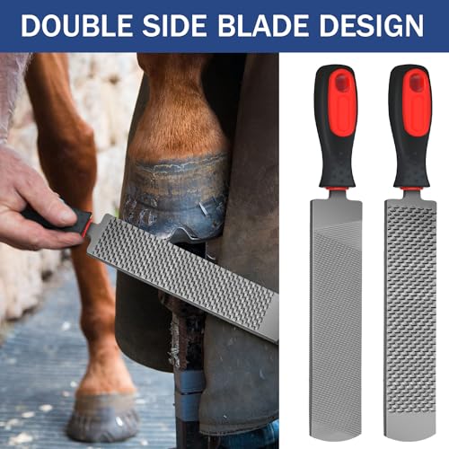 Gisafai 2 Pcs 12 Inch Rasps for Shoeing Horses with Handle Trimming File Carbon Steel Farrier Tools for Repair Horse Goat Hooves Cow Donkey Pig Animal Hooves Repairing Wood Working Supplie - size: 12 Inch