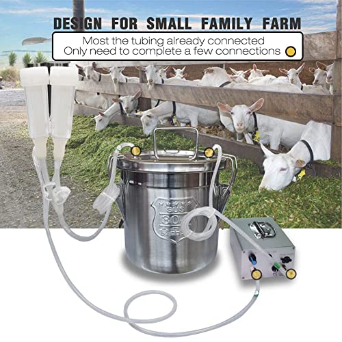 6L Goat Milking Machine, Plug-in Pulsation Pump Milker (Classic) | Hantop UnitedFarm, Speed Adjustable Pump, Auto Stop Check Valve, SUS304 Stainless Steel Bucket, Food-grade material - color: for Goat, size: 6L