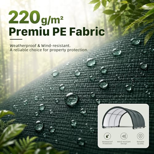 Polar Aurora 10'x10' Corral Shelter, Heavy Duty Round Style Canopy, Waterproof and UV Treated Canvas Cover, Easy Assembly Stable and Agricultural Storage and Shade Shed Kit for Livestock, Green - size: 10x10 FT