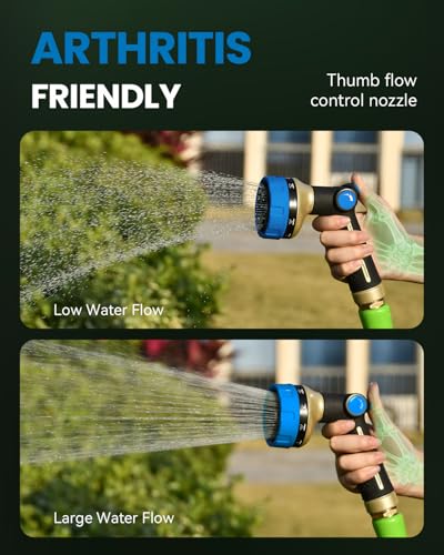 RAINPOINT Garden Hose Nozzle - 100% Heavy Duty Metal Thumb Control Spray Nozzles for Garden Hose High Pressure, 10 Pattern Water Hose Nozzle for Car Wash, Watering Lawn, Pets, Navy Blue - color: Navy Blue