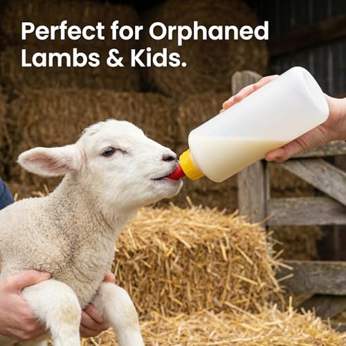 Goat Nipple and Bottles Set, 5 Sets Small Animal Milk Drink Pritchard Nipple for Goats 400 ml Lamb Nursing Bottles Feeding Bottle Kit for Feeding Sheep Goat Lamb Puppy (5 Bottles& 10 Nipples)