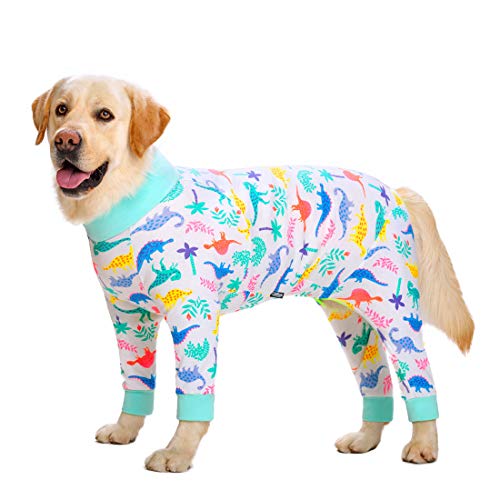 Dog Surgery Recovery Suit Female Male for Dogs After Surgery Medium Large Dogs Onesie Dog Pajamas Pjs Clothes (White, 28 (Chest 26.77 in | Backlength 18.11)) - color: White, size: 28 (Chest 26.77 in | Backlength 18.11)