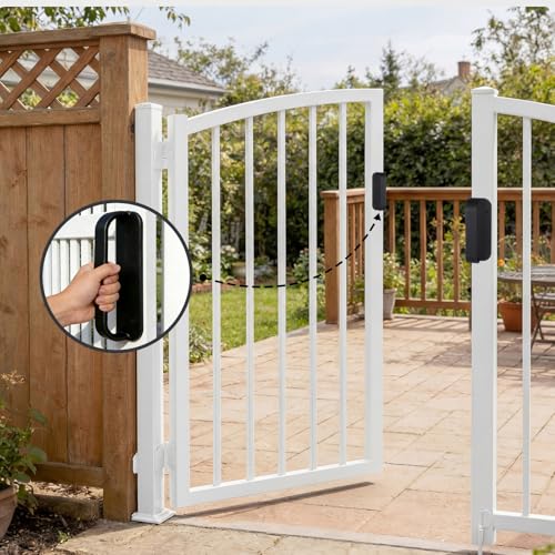 Sliner 2 Pcs Nylon Gate Handle 5.5" Heavy Duty Universal Vinyl Handles Black Rust-Proof Outdoor Gate Pull Ergonomic Extra Knuckle Room Left Right Reversible Door Supplies for PVC Aluminum Wood Door