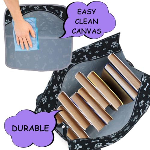 NGIL Utility Water Resistant Tote Bag | Work Tote for Women, Nurse Bag, Teacher's Choice Purse, Gym Bag, Everyday Organizer Top Zipper Closure - color: Printed Paws-black