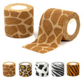 Premium Pet Vet Wrap — Non-Stick to Fur Self Adherent Bandage Wrap for Dogs, Cats & Horses, Breathable Cohesive Tape for Wounds, Paws & Legs, Animal Print Design - Pack of 2 - color: Giraffe Print