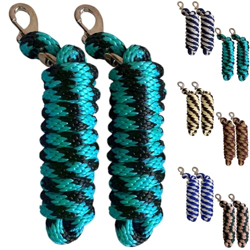 Majestic Ally Polypropylene Lead Rope with Removable Nickel Bolt Snap, 5/8 x 10 ft, for Horses and Livestock, 2 Pack (Navy -Silver) - color: Navy -Silver