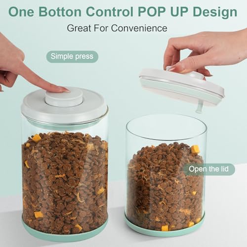Dog-Cat Food Storage Container, 2 L Airtight Glass Treat Jar | 2 L/2.2 qt borosilicate glass jar with one-push airtight lid; BPA-free, removable lid for cleaning; for kibble and treats. - size: 2.2 Qt