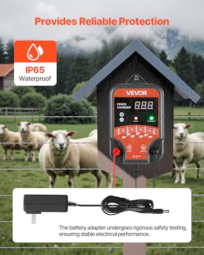 VEVOR Electric Fence Charger, 10kV 3J, AC DC Electric Fence Energizer with LED Indicator, 1.86 Miles Range, Powerful Plug-in Fences Charger, Prevents Wild Animals Intrusion for Livestock Poultry - style: 3J
