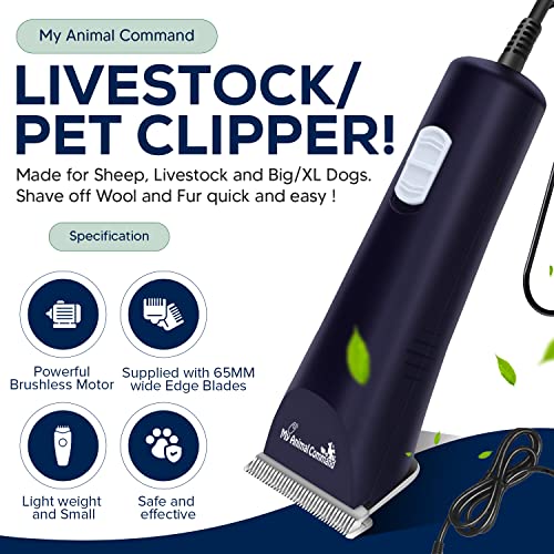 My Animal Command Professional Livestock Clippers for Grooming | Lightweight, Powerful Brushless Motor, Thick Coats Trimmer, For, Horses, Pigs, Sheep, Farm Animals, Large & XL Dogs Rescued