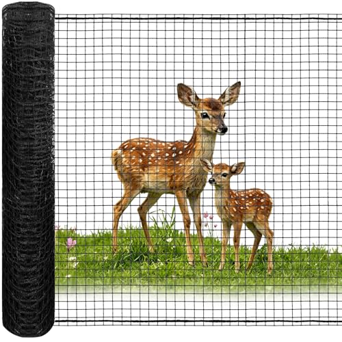 4x50FT Deer Fence Netting for Garden, 55GSM Plastic Mesh Temporary Fence | HDPE Deer Fencing, Reinforced Edge Deer Net, Garden Fence Animal Barrier, Bird Netting for Garden Tree Vegetable Raised Bed - size: 4x50FT