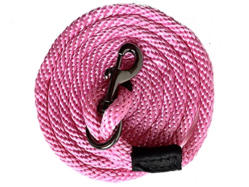 Majestic Ally Pack of 2 Solid Poly Lead Rope for Horses & Livestock – 10 Foot Long and 5/8 inch Thick - Replaceable Heavy-Duty Bolt Snap – Handmade – Soft, Broken in Feel (Pink) - color: Pink