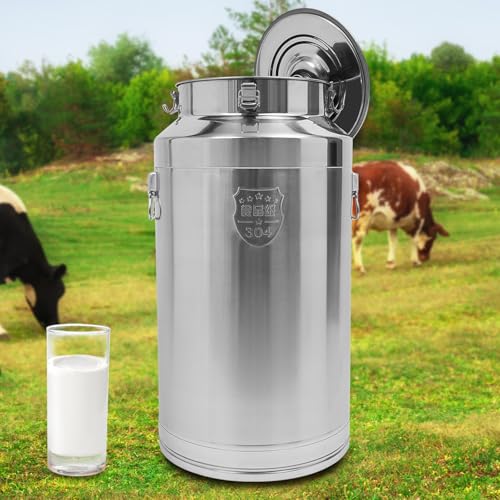 Milk Can, 88L/23.24Gallon Stainless Steel Milk Bucket Small Milk Jug Wine Pail Tote Pot Oil Liquid Storage Container with Sealed Lid, Keep Food Dry and Fresh for Kitchen Rice Cereal Grain - size: 88L/23.24Gallon