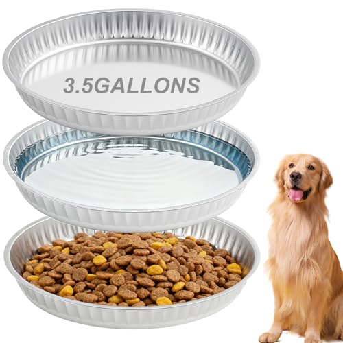 Zonon 3 Pack 3.5 Gallon Galvanized Steel Feeding Food Steel Pans 19.7 Inches Galvanized Oil Drain Pans Utility Bowl for Livestock Pet Dog Ducks Horses Feeder - size: 3.5 Gallon
