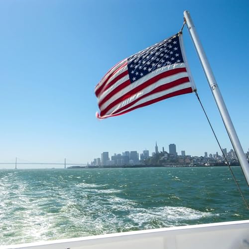 American Flag Boat Flag 12x18 Inches Embroidered Stars, Sewn Stripes, Boat Flags with 2 Brass Grommets Polyester US Flag long Lasting Outdoor Banner for Marine Yacht UTV - size: 1x1.5 Ft Brass Grommets