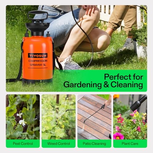 VIVOSUN 1.35-Gallon Pump Pressure Sprayer (Pack of 2) - color: Orange, size: 1.35 Gallons (Pack of 2)