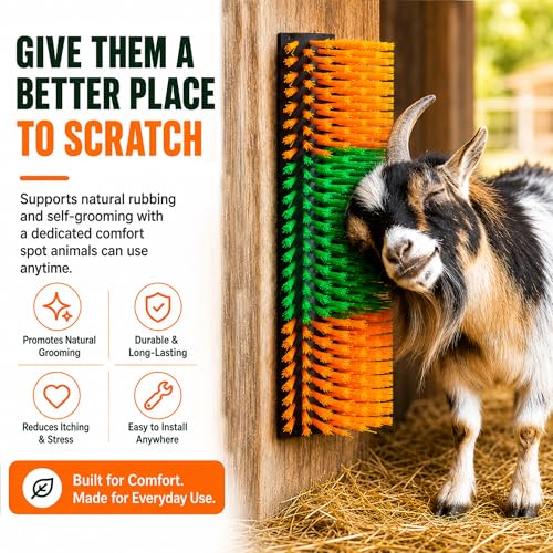 Livestock Scratching Brush, 4-Pack-Grooming Posts for Cows, Horses, Goats and Pigs with 8 Screws, Help Relieve Discomfort in Livestock and Prevent Damage to Fences - color: Yellow-4PCS