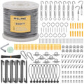 1/16" Wire Rope Kit 300FT Aircraft Cable Vinyl Coated 304 Stainless Steel Wire,7x7 Strand Cable Kit for Outdoor String Lights,Climbing Plants,Pictures,Clothes,Curtain Hanging - size: 1/16" steel cable 300FT