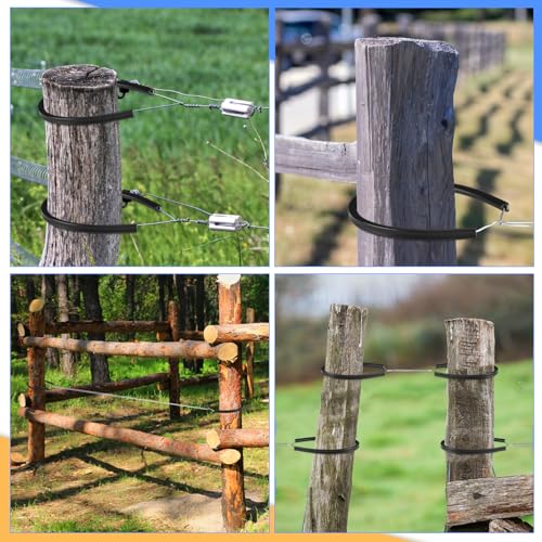 Pushglossy 50 Pcs 20" Electric Fence Underground Wire Insulator Tubing Wrap Insulator Tube for Corner Post and End of Fence, Accommodates Wire Diameters up to 12-1/2 Gauge, Black, Aluminum Insert