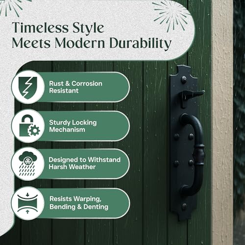 Renovators Supply Manufacturing Black Cast Iron Norfolk Door Latches Traditional Gate Or Door 8" Tall Thumb Latches Black Powder Coated Two Sided Gate Latch Locks with Mounting Hardware Pack of 10 - color: 8-inch Norfolk, size: Pack of 10