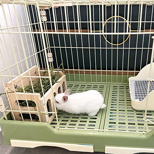 Rabbit Hay Feeder Wooden Hay Rack Guinea Pig Hay Holder Less Wasted Hanging Hay Feeder for Bunny Chinchillas Guinea Pig Small Animal Supplies