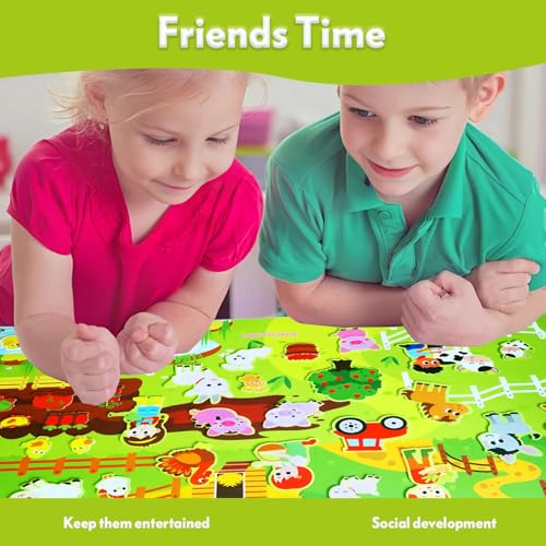 Felt Busy Board for Kids 3-5, Farm Animals Story Set for Children Play | Large Wall Activity, Montessori Toys, Barnyard Theme Interactive Sensory Toys, Preschool Early Learning Play Kit, Classroom