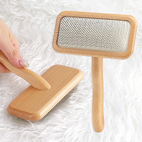 Carpet Rake Sheepskin Wool Brush, Wood, 1PCS - color: Wood