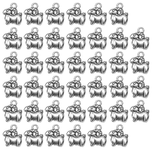 40 Pcs Goat Charm Jewelry Making Silver Bulk Charms Bracelet Small Pendant Bead – Antique Silver Tone Animal Pendant, 3D Cute Mountain Sheep Item, Earring Accessories DIY Jewelry Making Supply Kit