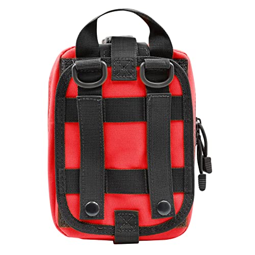 2-Pack First Aid Pouch 1000D Nylon Tactical Molle Medical Pouch Utility Pouch for Outdoor Activities Medical Supplies Bag Only - color: Red