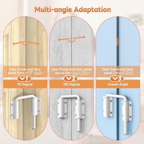 Upgraded Sliding Door Loop Lock, Gate Latches, White-4PCS | 90/180 Degree Patio-Security U-Bolt Latch Lock for Barn Door, Closet, Fence, Window, Multi-Angle, Aluminum Alloy - color: White-4PCS