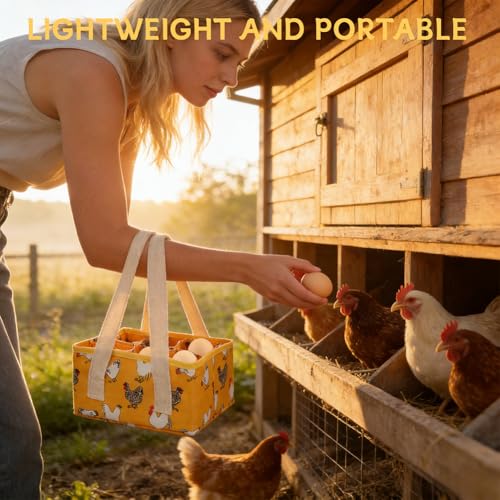 Eggs Collecting Basket, Large Egg Bags with 9 Pouches, Durable Canvas Egg Holder for Duck, Chicken, Goose Eggs(COLOR:Yellow) - color: Yellow