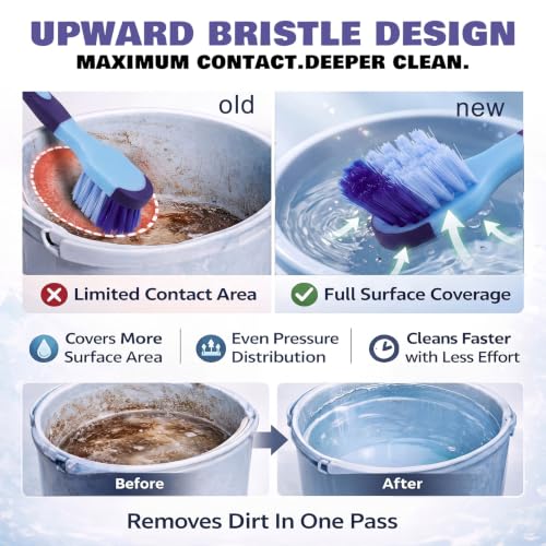 2 Pack 10" Horse Bucket Brush, Horse Bucket and Trough Scrub Brush, Water Buckets Brushes for Livestock Farm Equine Water Buckets Feed Trough Non Slip Grip Durable Synthetic Fiber (Blue) - color: Blue
