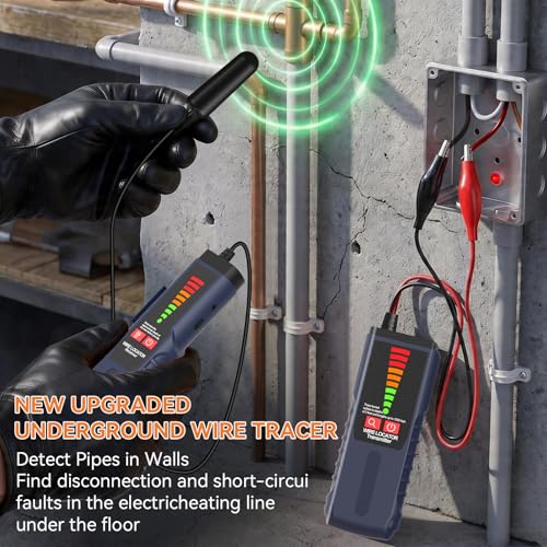 Underground Cable Locator, F04 Wire Tracer with Probe and Earphone, Cable Tester for Locating Breakage in Dog Fence, Irrigation Control & Electrical Wires - color: Blue