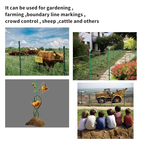 50PCS 48" Plastic Step-in Electric Fence Posts with Clips, Green | Temporary Electric Fence Stakes · 8 Integrated Clips · Reinforced Steel Spike · For Garden and Farm & Livestock - color: Green-50PCS