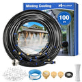 Mellbree Misters for Outside Patio 100FT/30M, Pre-Assembled Misting Cooling System with 30 Brass Nozzles & 3/4" Adapter, Outdoor Mister for Garden, Backyard, Livestock Ranch, Greenhouse, Pool Area - size: 100FT
