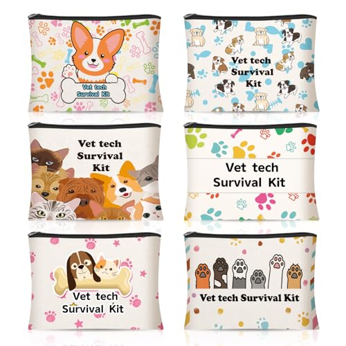 Kacctyen 12 Pcs Veterinary Appreciation Gifts for Women Veterinarians Cosmetic Bags Veterinary Technician Gift Dog Lover Doctor Makeup Bag for Clinic Staff Coworker Gift - style: Vet Tech