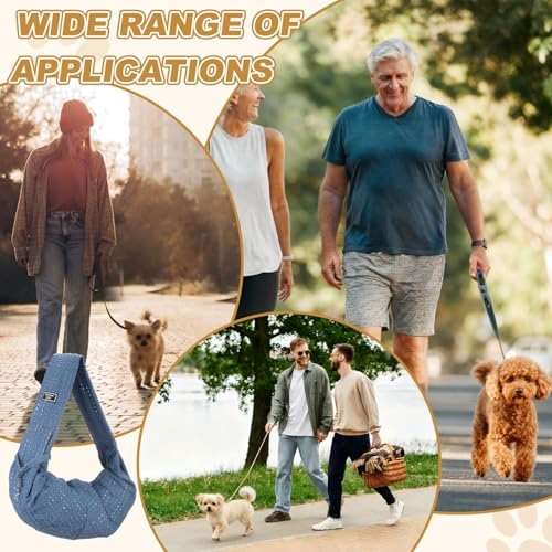 Dog Sling Carrier for Small Dogs and Cats Up to 16.5 Lbs, Breathable with Pocket Pet Cross Body Shoulder Bag, (Denim Blue, 1 Pcs) Intended for Outdoor/Travel