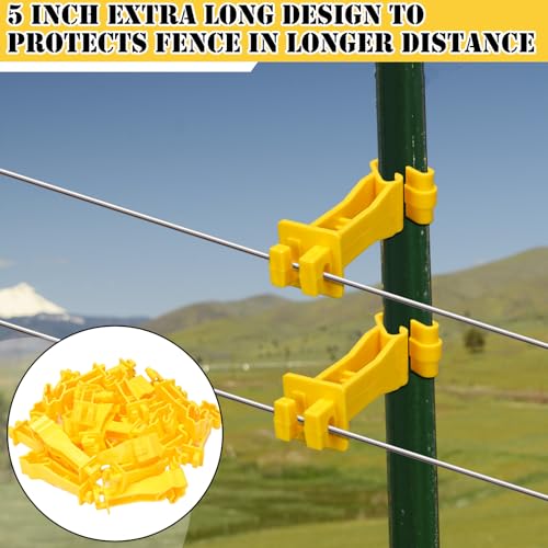 Outus 25pcs Reversed Extender Electric Fence TPost Insulators Snap, Yellow | Fit T Post Insulators, for Electric Fence Wire, Yard Agricultural Ranchers Farm - color: Yellow