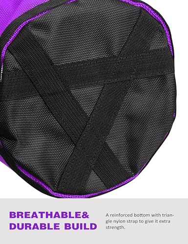 Harrison Howard Horse Muzzle Feed Bag Nylon Mesh Grain Feed Bag with Padded Neck Strap Adjustable Belt Purple Medium - color: Purple, size: Medium