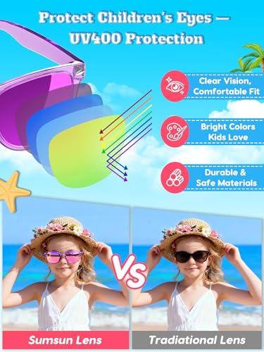 Sumsun Kids Sunglasses Bulk Party Favors 12 Packs Boys Girls Age 3-8 with UV400 Protection for Birthday Graduation Party Supplies (Blocking color 24 Pack) - style: 24pc Blocking Color