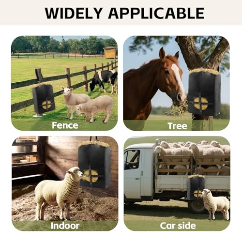 3 Pcs Hay Bags for Goats, Release Buckle for Goats Slow Feeder Hay Bags | Hay Bags with Adjustable Hanging Strap, Can Hold 0.5 to 1 Pieces of Hay, Reinforced Oxford Fabric Feeding Bag for Sheeps