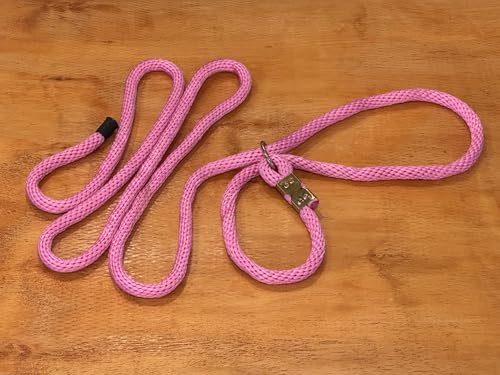 Heavy Duty Horse Lead Rope, 5/8-Inch Thick Nylon with Brass Ring - Soft Training Lead Rope for Horses with D-Ring - Heat-Sealed End for Extra Strength - Snap Link NOT Included - 10-Foot (Pink) - color: Pink