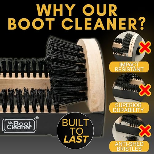 Heavy Duty Boot Cleaner Scrubber, for Mounted or Portable Use, Wood | Mr. Boot Cleaner Boot/Shoe Scraper, Use Indoors or Outdoors, Suitable for Home or Commercial Sites, Includes Hardware