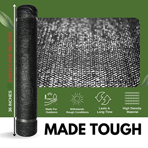 5'10" x 100 FT 60% Shade Cloth Roll Black | Green HDPE UV Resistant Breathable Eyelets Sun Protection for Greenhouse Garden Fence Pergola Patio Flower Plant Kennel - size: 5'10"x100 ft - 60% - Black