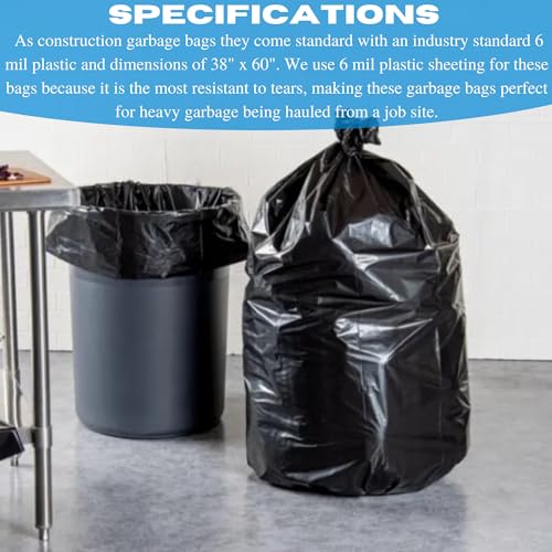 Farm Plastic Supply 55 Gallon Trash Bags, 6 Mil - Contractor Trash Bags, Black Trash bags, Large Trash Bags, Heavy Duty Garbage Bags, 55 Gallon Trash Bags Heavy Duty, 55 Gallon Drum Liners (10 Pack) - size: 10 Pack