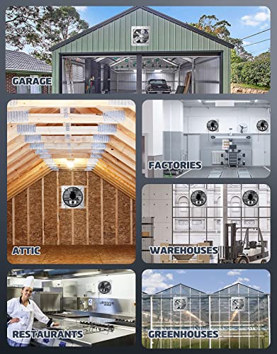 iLiving ILG8SF10V-T, 10 inch Shutter Exhaust Attic Garage Grow, Ventilation Fan with 3 Speed Thermostat 6 Foot Long 3 Plugs Cord, 10" - Variable, 600 CFM, 900 SQF Coverage Area, Silver - size: 10 Inches