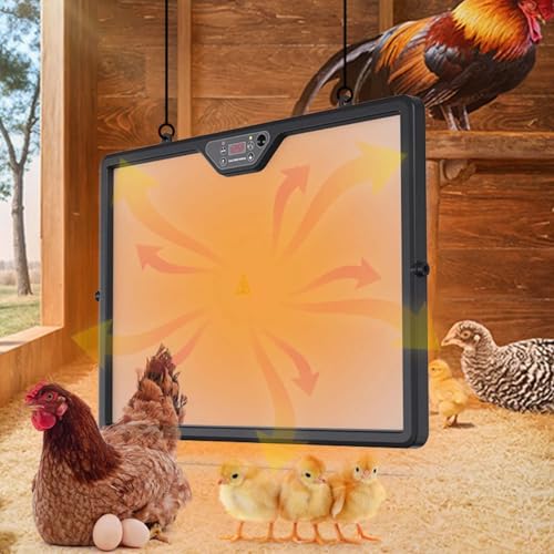 GROZY Double-Sided Chick Brooder Heat Plate 86-167°F Adjustable Temperature Angle Heater with Remote LED Night Light & Temp Display, Energy Saving Chicken Coop Heater for Chicks Ducks Cats Dogs
